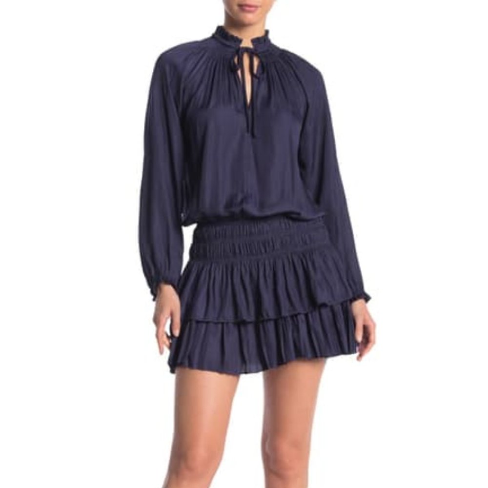 Mustard Seed Wyatt Ruffle blue dress M